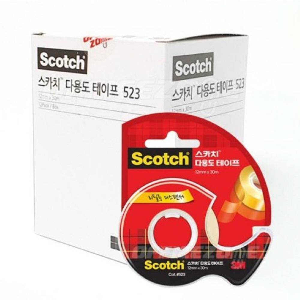 3M 스카치 다용도 테이프 12x30M 12개입 디스펜서 생활 건강 스티커 문구