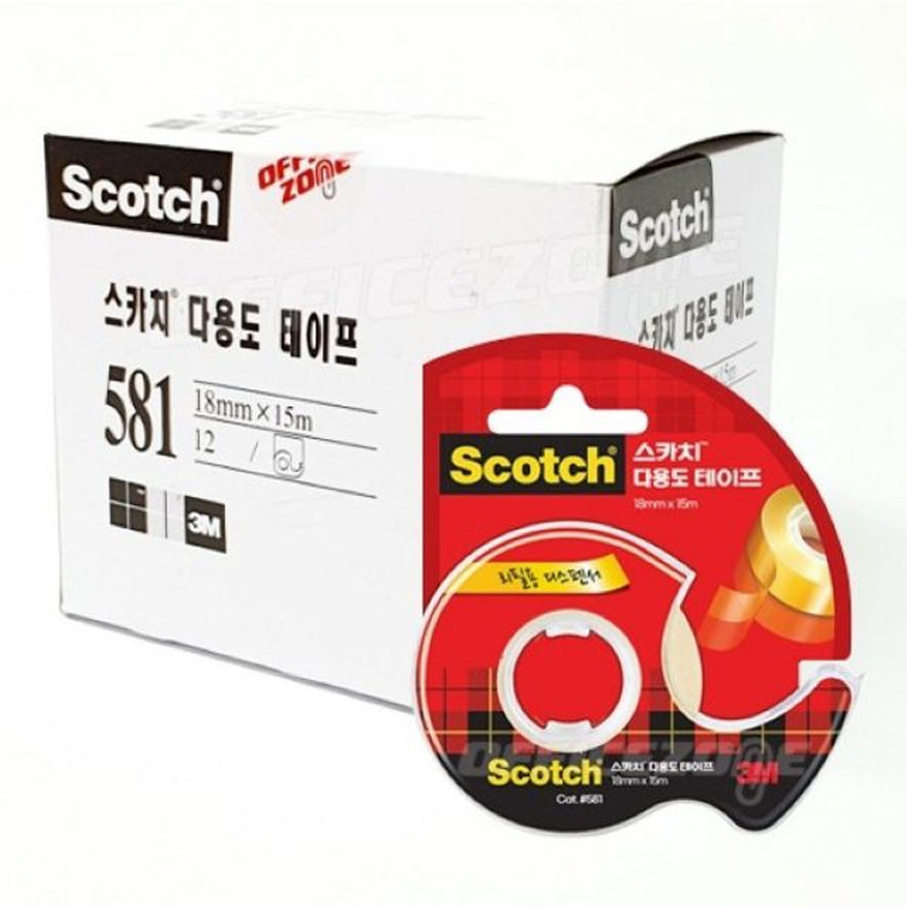 3M 스카치 다용도 테이프 18x15M 12개입 1갑 디스펜서 사무용품 문구 건강