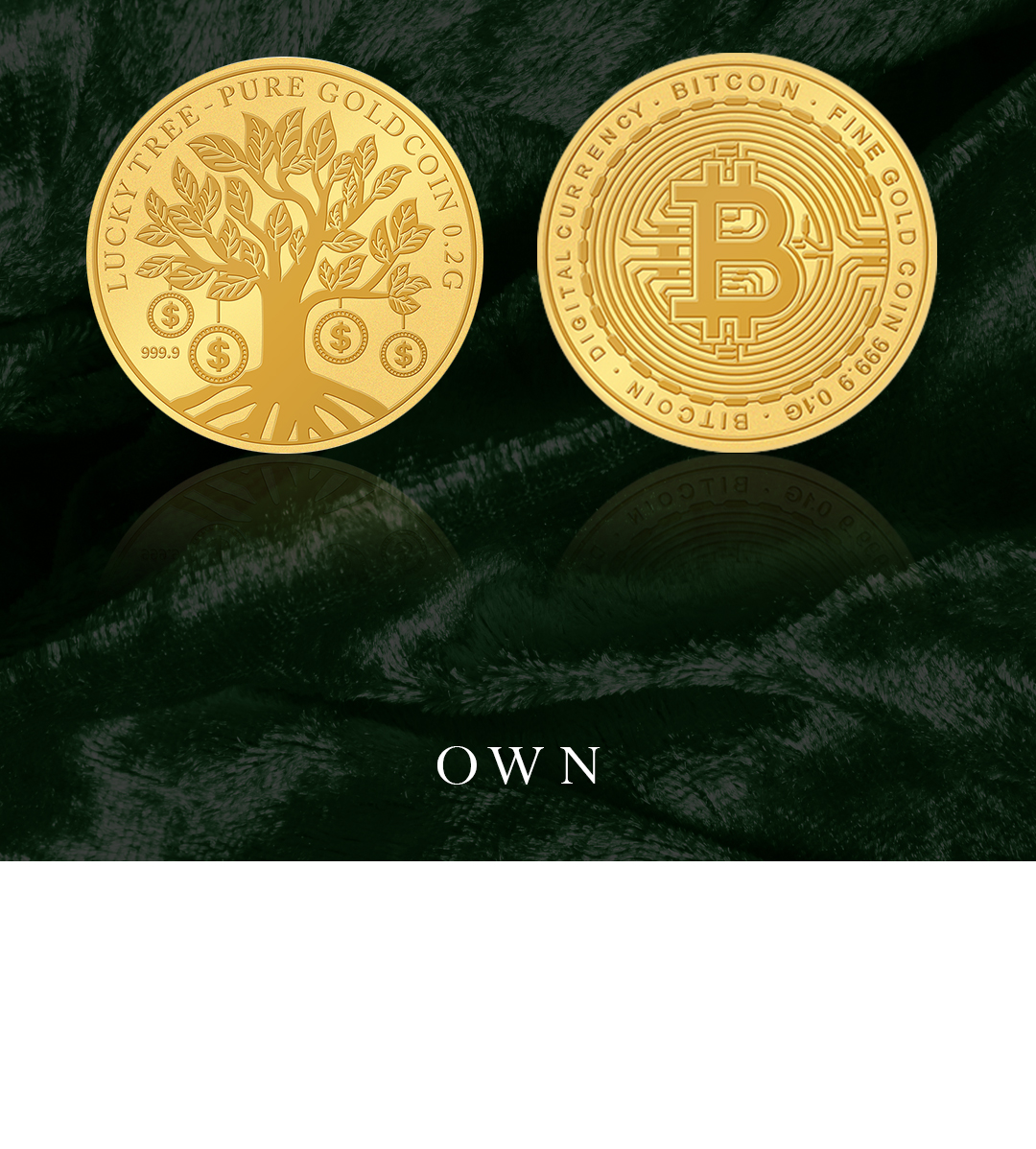 오운] 24K 부를 부르는 순금 코인 (행운나무/비트코인) 0.2g