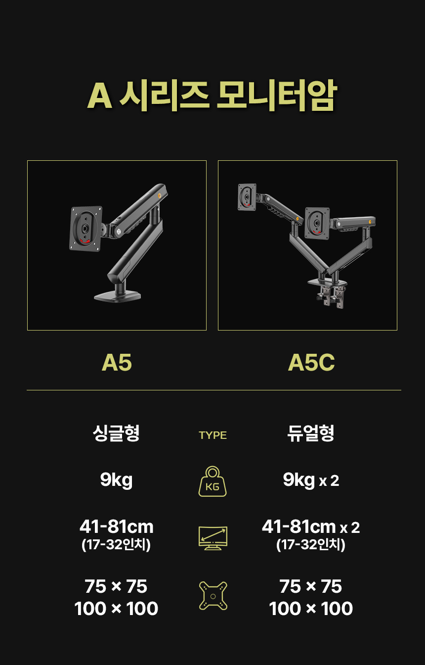 데스크테리어 > NB A5C 듀얼 모니터암 거치대 | 오늘의집 쇼핑