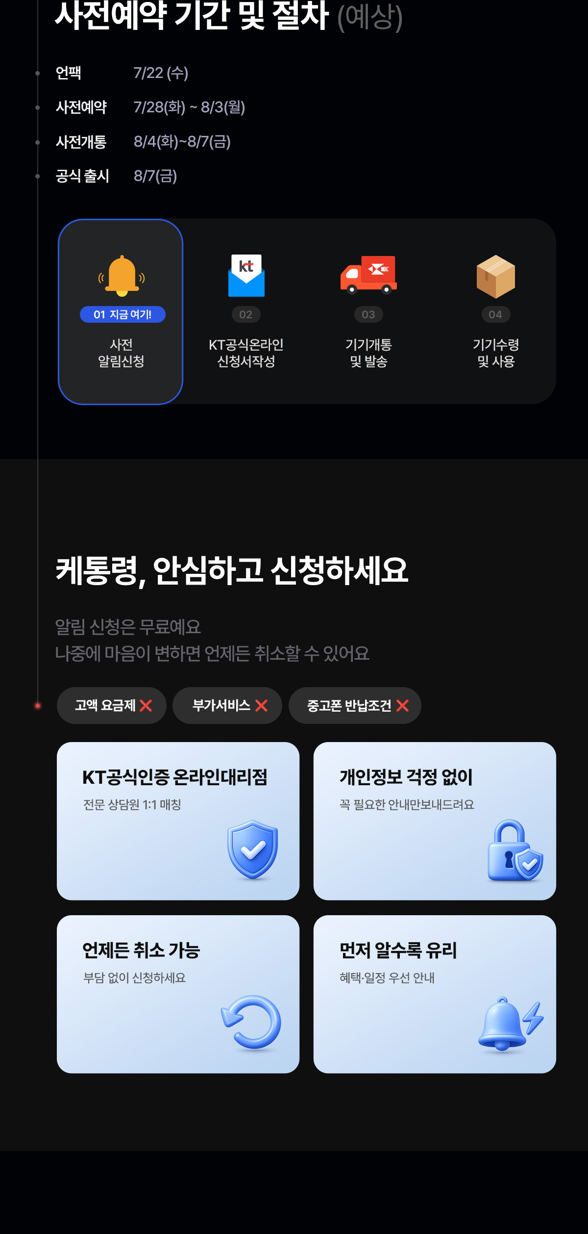 사전예약 기간 및 절차 / 케통령 안심 신청