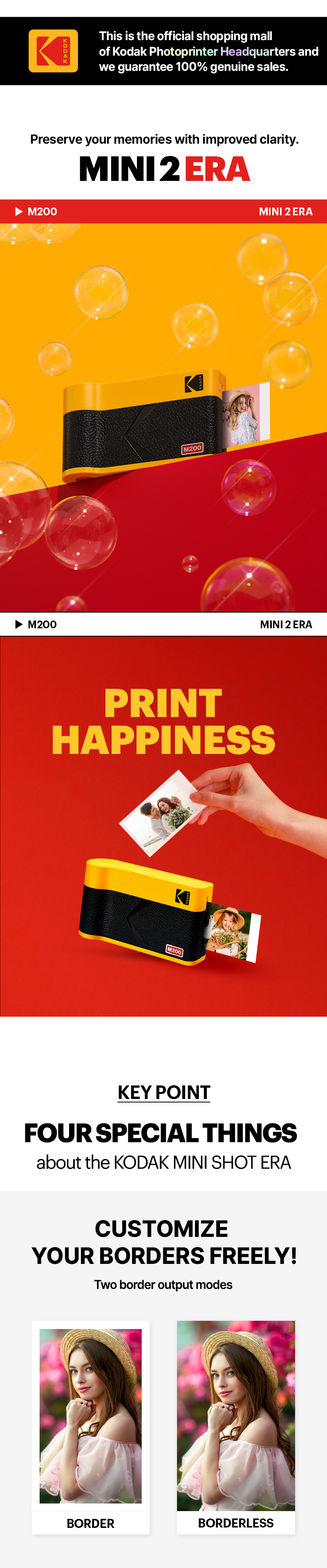 KODAK Mini 2 ERA 4PASS Portable Photo Printer (2.1x3.4) (Printer + 