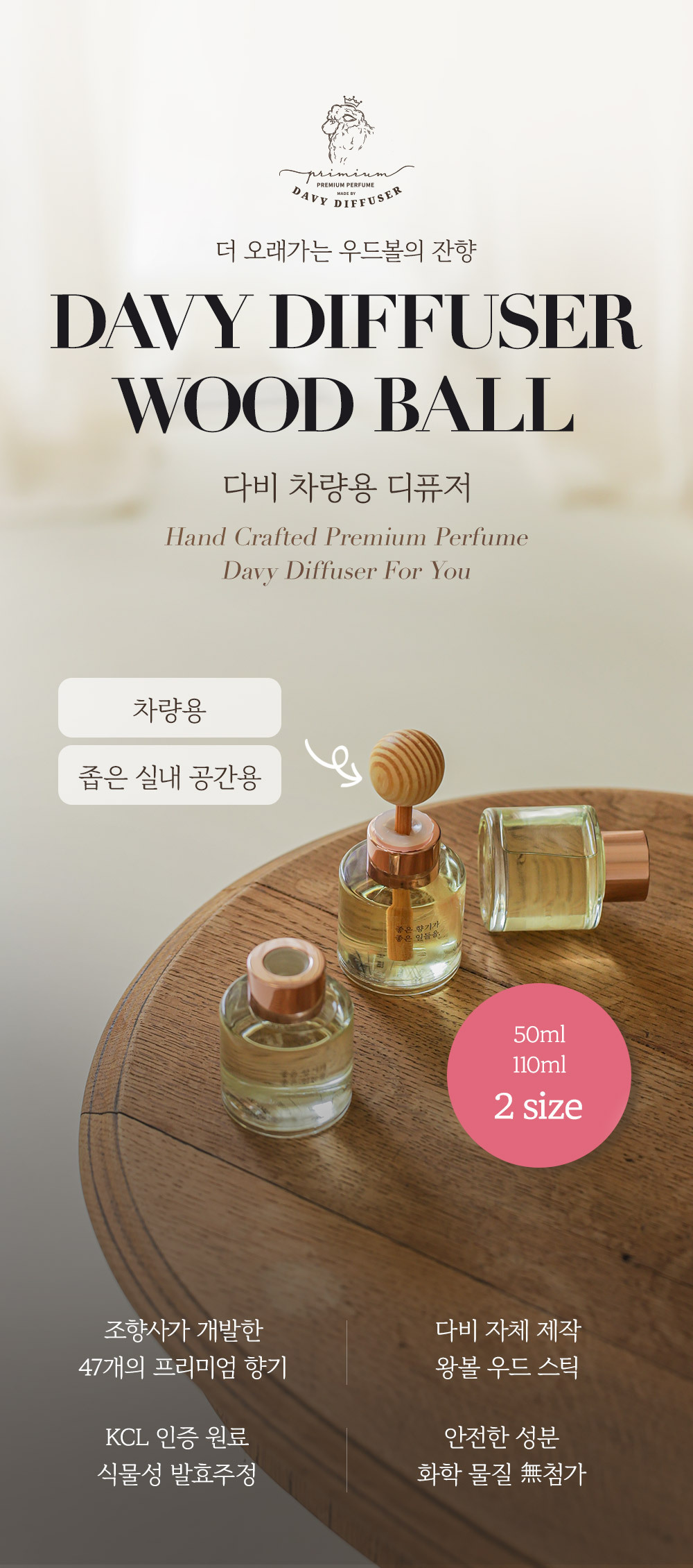 [다비디퓨저] 조향사가 직접 만든 프리미엄 차량용 방향제 50ml