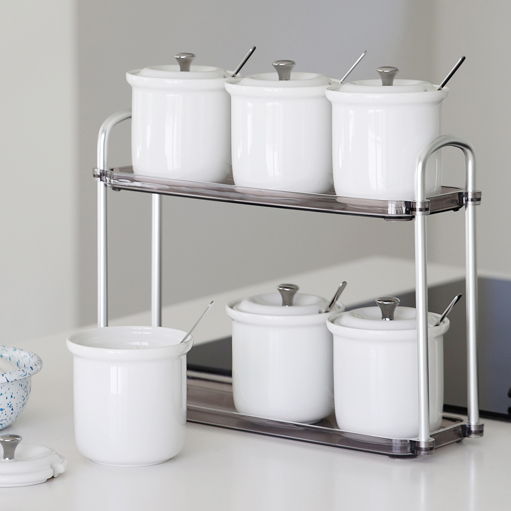 [벨리벤] 모던화이트 도자기 양념통 6P