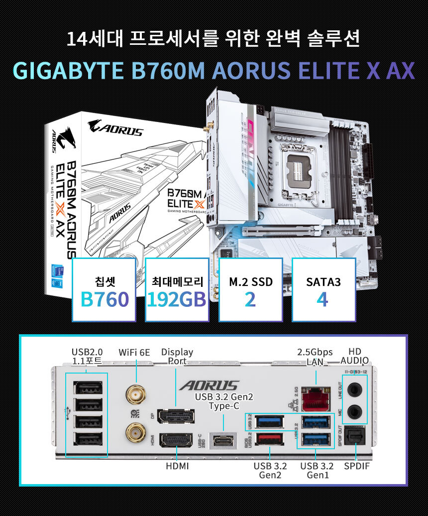 메인보드 GIGABYTE B760M AORUS ELITE X AX