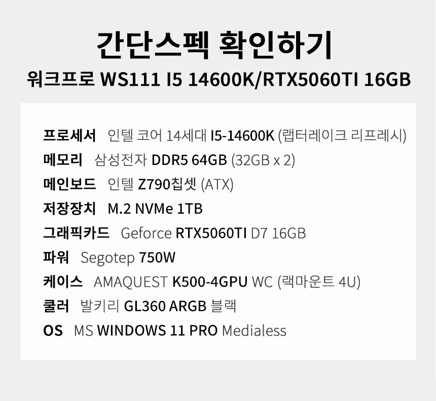 스펙 간편보기 워크프로 ws111