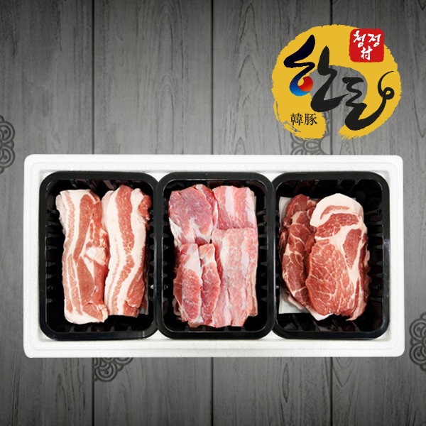 [청정촌] 1등급 한돈 삼겹살300g+생목살300g+항정살300g (900g)