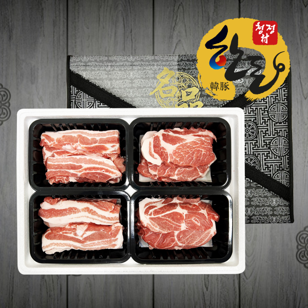 [청정촌] 1등급 한돈 선물세트3호 삼겹살400g×2팩+생목살400g×2팩 (1.6Kg)