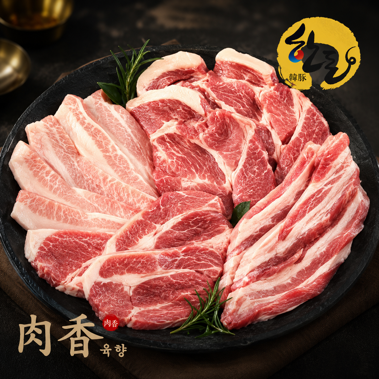 [육향] 국내산 한돈 1등급 모듬 (삼겹+목살+항정살+가브리살) 1.2Kg