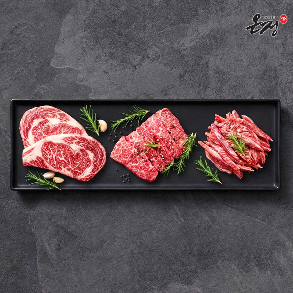 [온정:情] 빛고을 1++등급 특선 투뿔 한우모듬 400g (등심/채끝/갈비살)