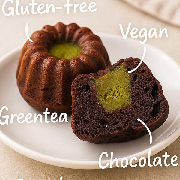 [찹싸루니] 글루텐프리 찹쌀 비건빵 녹차품은다크 (90g*4구)