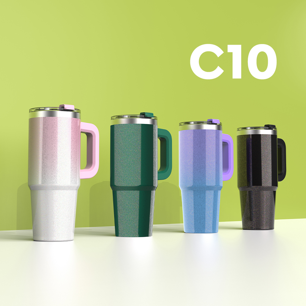 [쿠팸] C10 글리터 핸들 텀블러 887ml (빨대&청소솔포함)