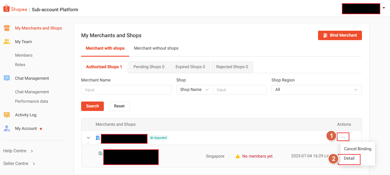 My Merchants and Shops