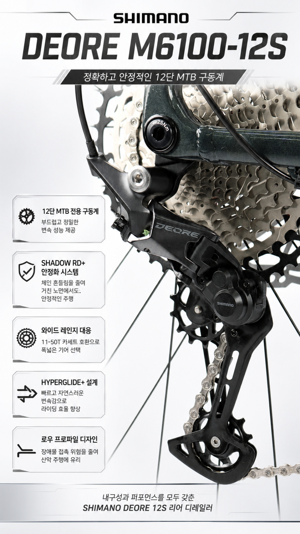 EVO5 시마노M6100 12단 바팡M430 48V 500W 삼성20A 페들나인 eMTB 전기자전거 락샥 가변싯포 디지털핸들바