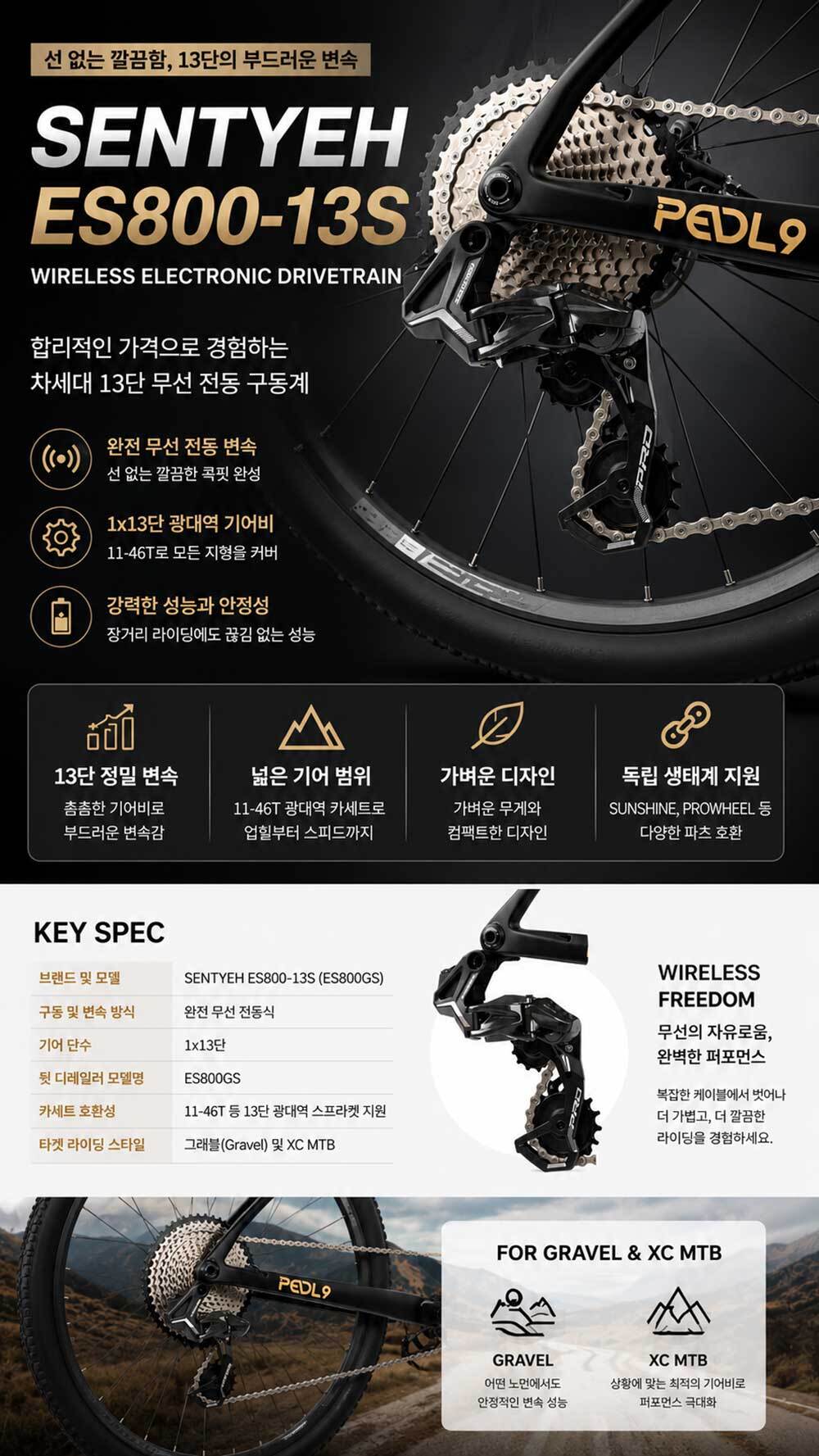 PEDL9 MOVO9 ES800 무선전자변속 13단 페들나인 MTB자전거 일체형카본핸들바 카본싯포스트 풀카본