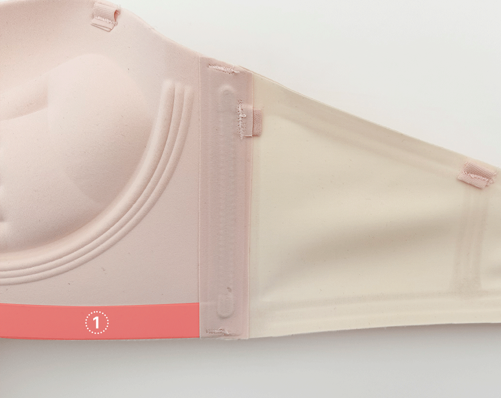 [투명끈선물증정/미친볼륨업🔥] 6cm 왕뽕 오프숄더 웨딩브라 가슴골 언더웨어 반컵 노와이어 비키니 여름 누브라 여성속옷 하프컵 브라 팬티 세트 (3color) 상세 이미지 6