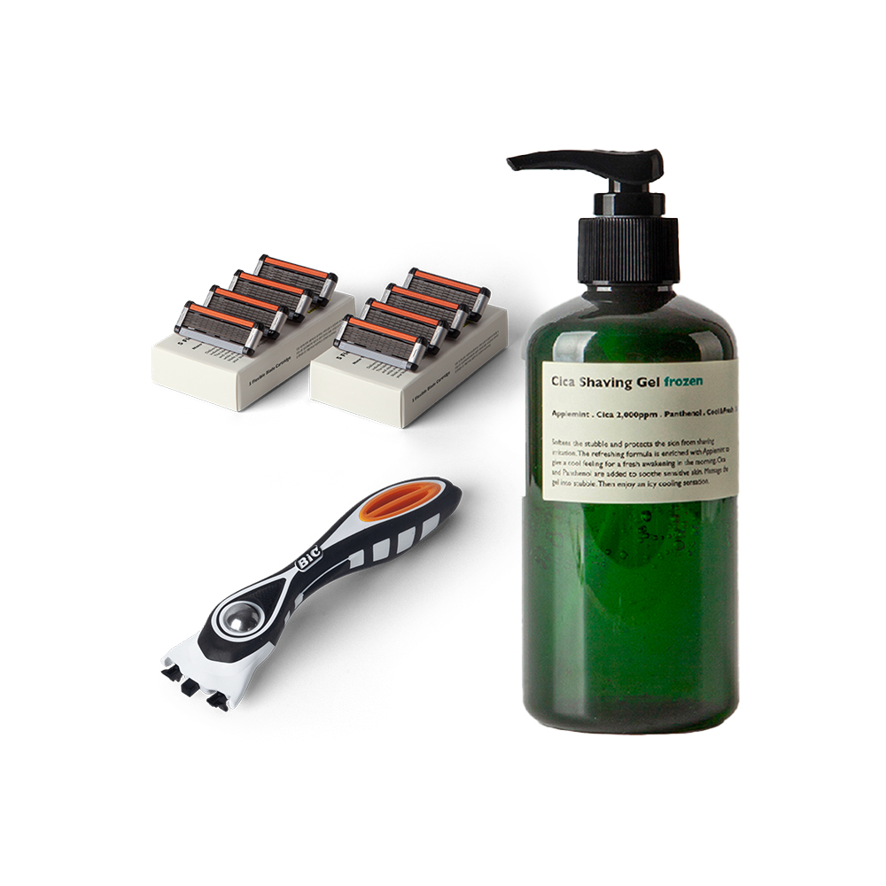 [레이지소사이어티] 면도핸들 + 5중날 8개입 + 시카 쉐이빙 젤 프로즌 250ml