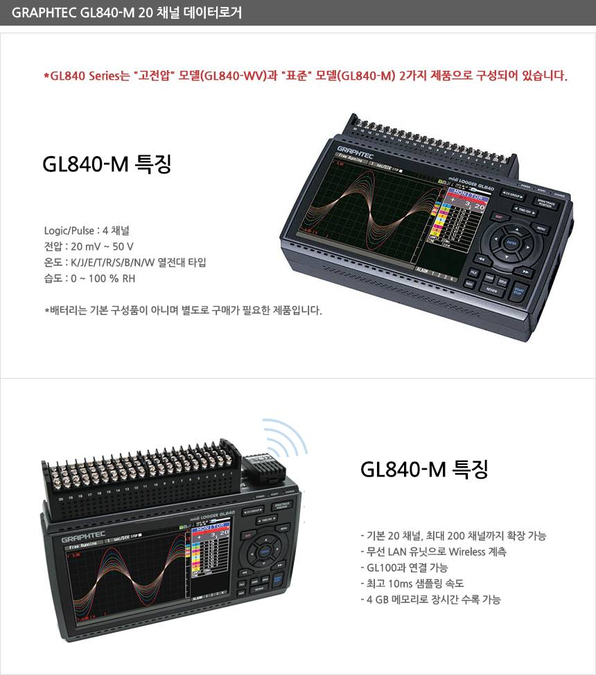 GRAPHTEC GL840M 데이터 로거/midi Data Logger GTE Shop