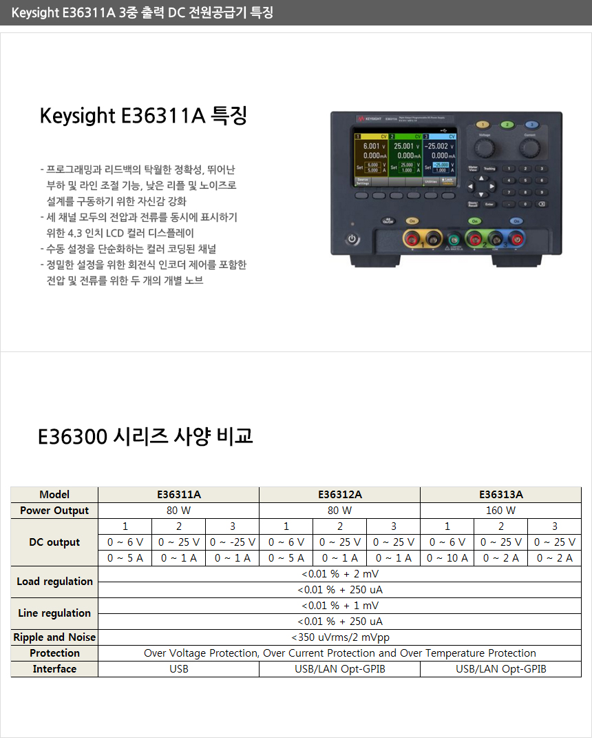 Keysight/키사이트 E36311A DC 전원 공급기/공급 장치/산업용 Power Supply - GTE Shop