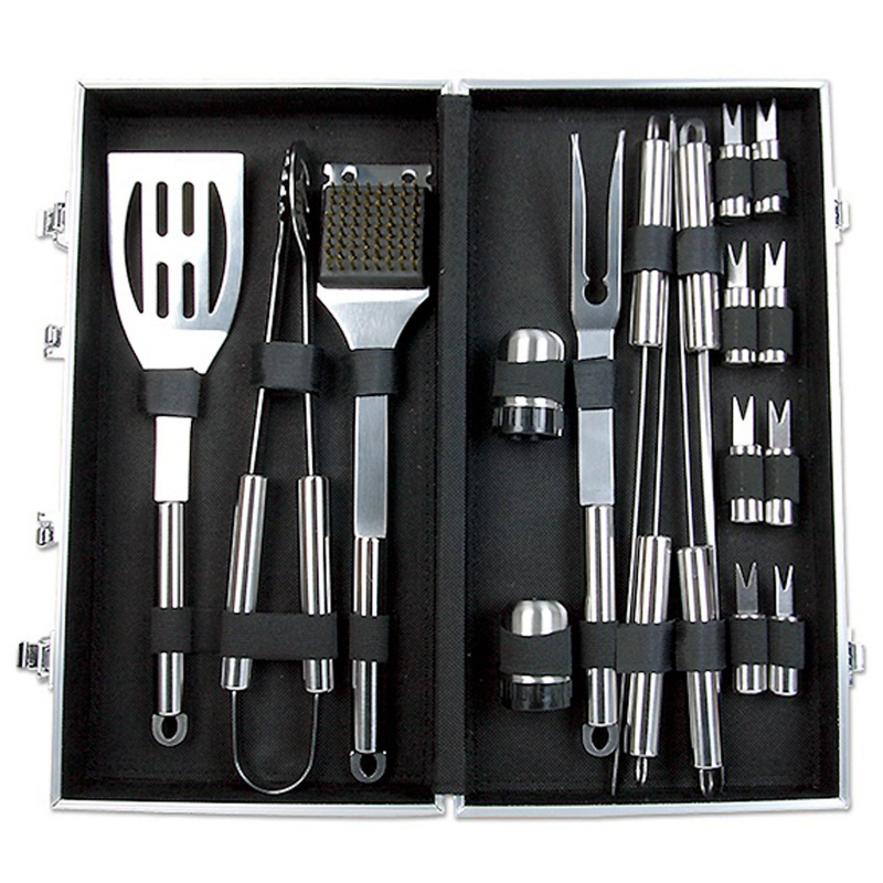 18 Piece Barbecue Set Stainless Steel Grill BBQ Tools Box Kit Cooking Utensil
