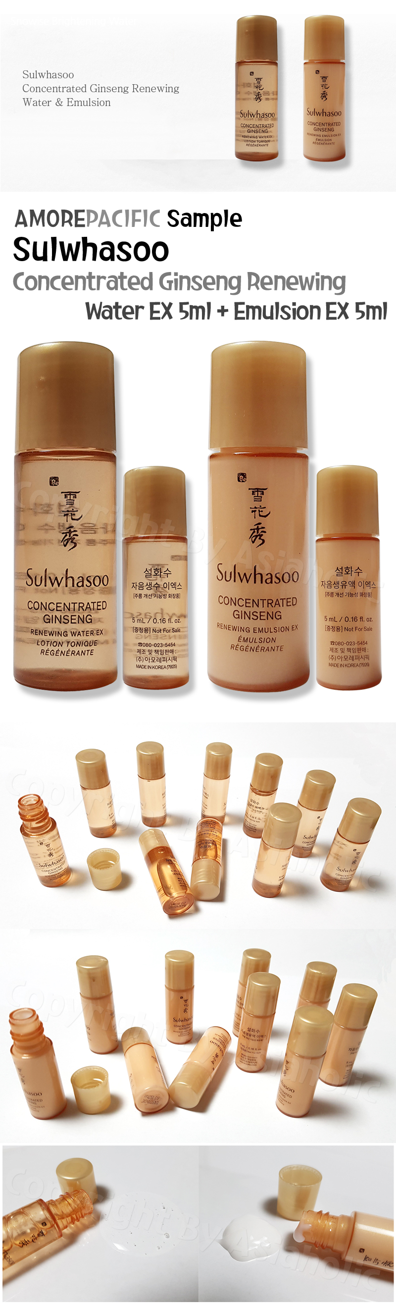 Sulwhasoo Concentrated Ginseng Renewing 5ml Water EX (9pcs) + Emulsion EX (9pcs) Total 18pcs Sample Newest Version