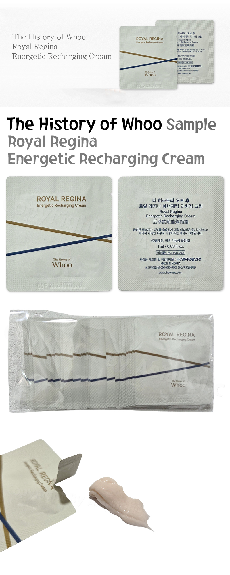 The History of Whoo Royal Regina Energetic Recharging Cream 1ml x 10pcs (10ml) Sample Newest Version