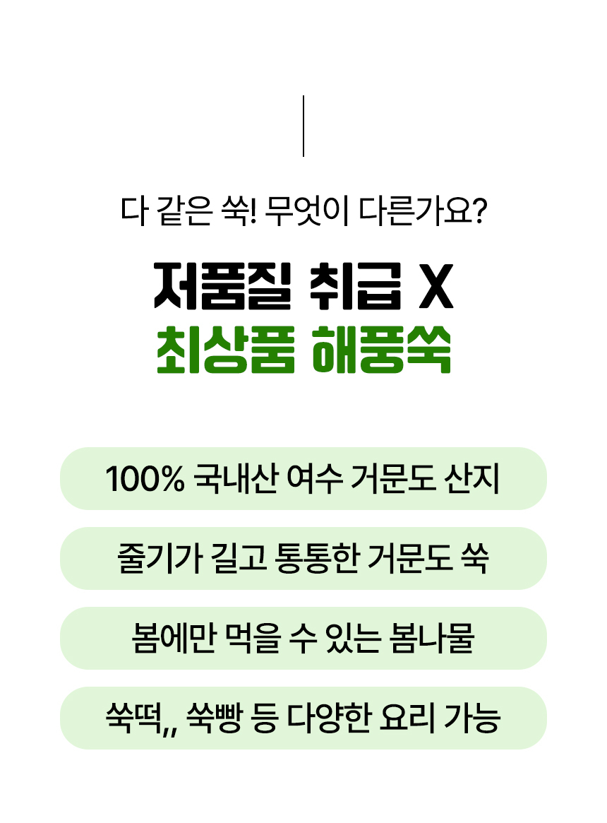 [예약배송 3월4일 출고 예정] 여수 거금도 해풍맞은 해풍쑥 봄나물 나물 1kg 500g