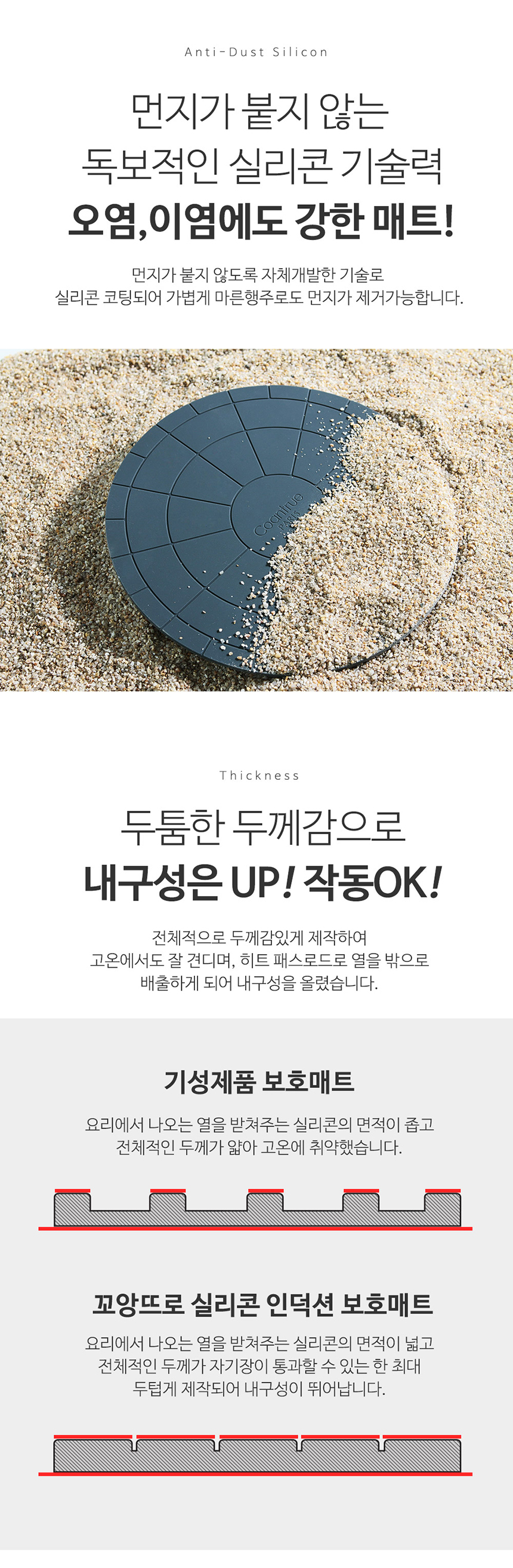 꼬앙뜨로 인덕션보호매트 인덕션매트 패드 실리콘 깔개 뒤크블랙 상세 이미지 37