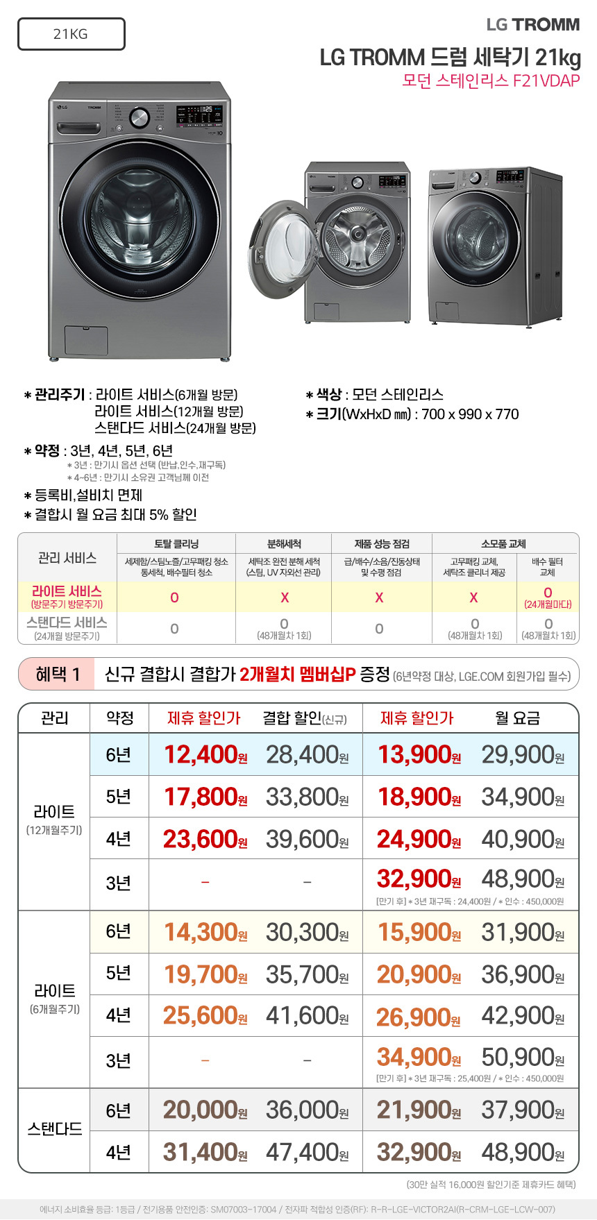 드럼 세탁기 21kg