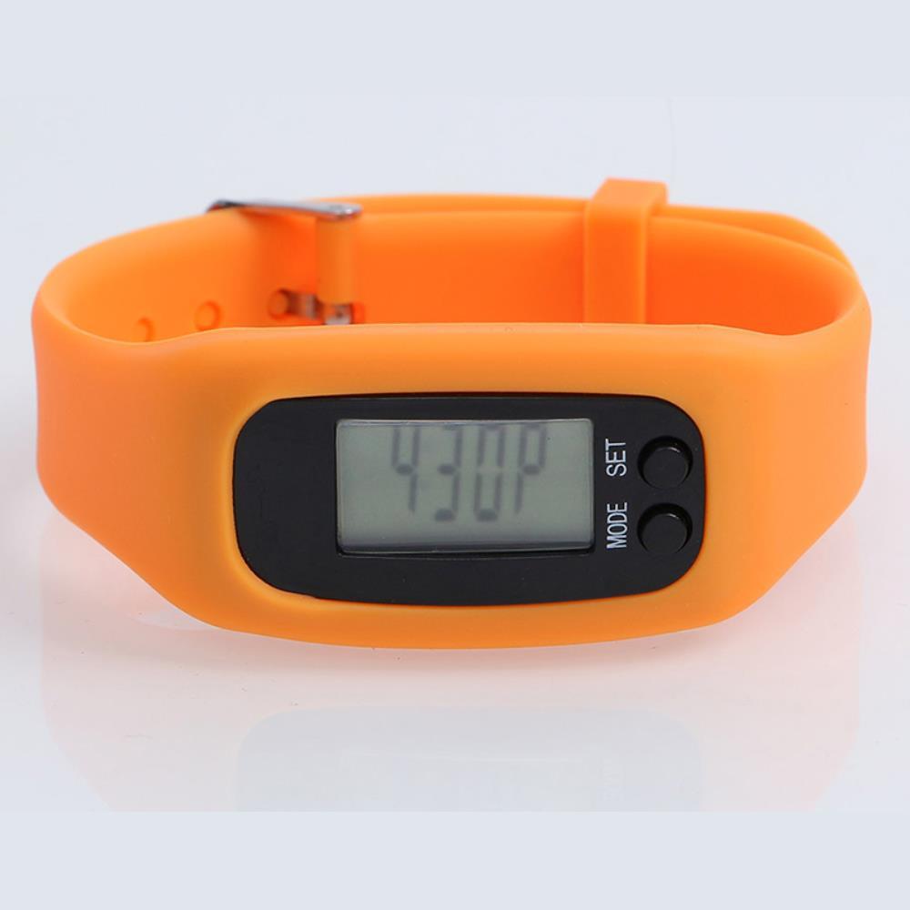 칼로리 측정 실리콘 밴드 손목 시계형 만보계 오렌지
