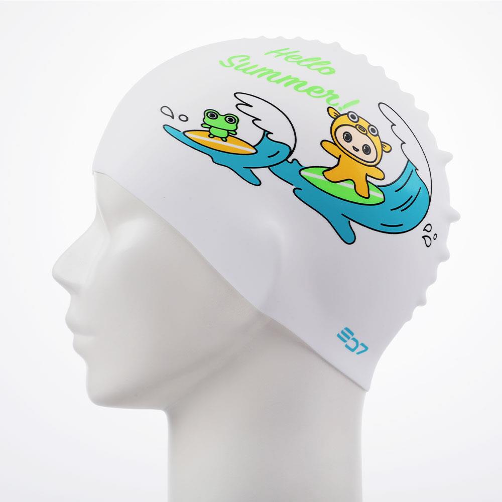 디자인 방수 실리콘 수영 모자 수모 수영모 화이트 바다 해변