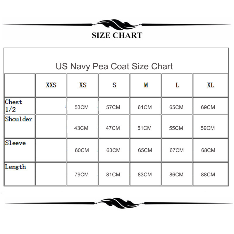 Usn Pea Coat Size Chart
