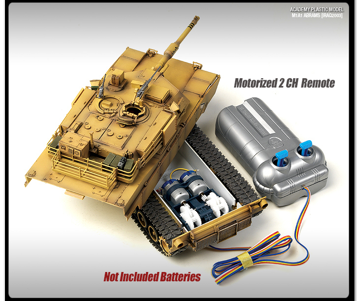 Academy Vehicle 1/35 Scale Plastic Model Kit M1A1 Abrams Motorized Tank