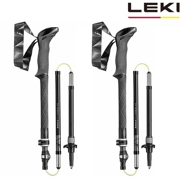 [정품][LEKI/레키] 마카루 FX 카본 AS 5단 접이식 스틱2개(1SET)/스피드락2+/충격방지/아르곤에어그립