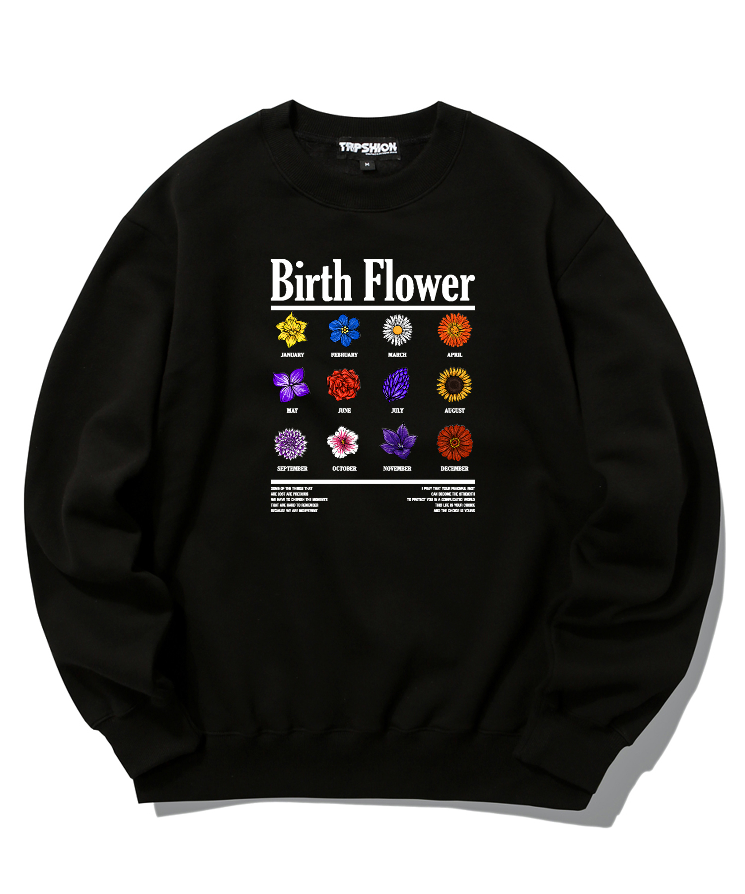 BIRTH FLOWER GRAPHIC CREWNECK - BLACK