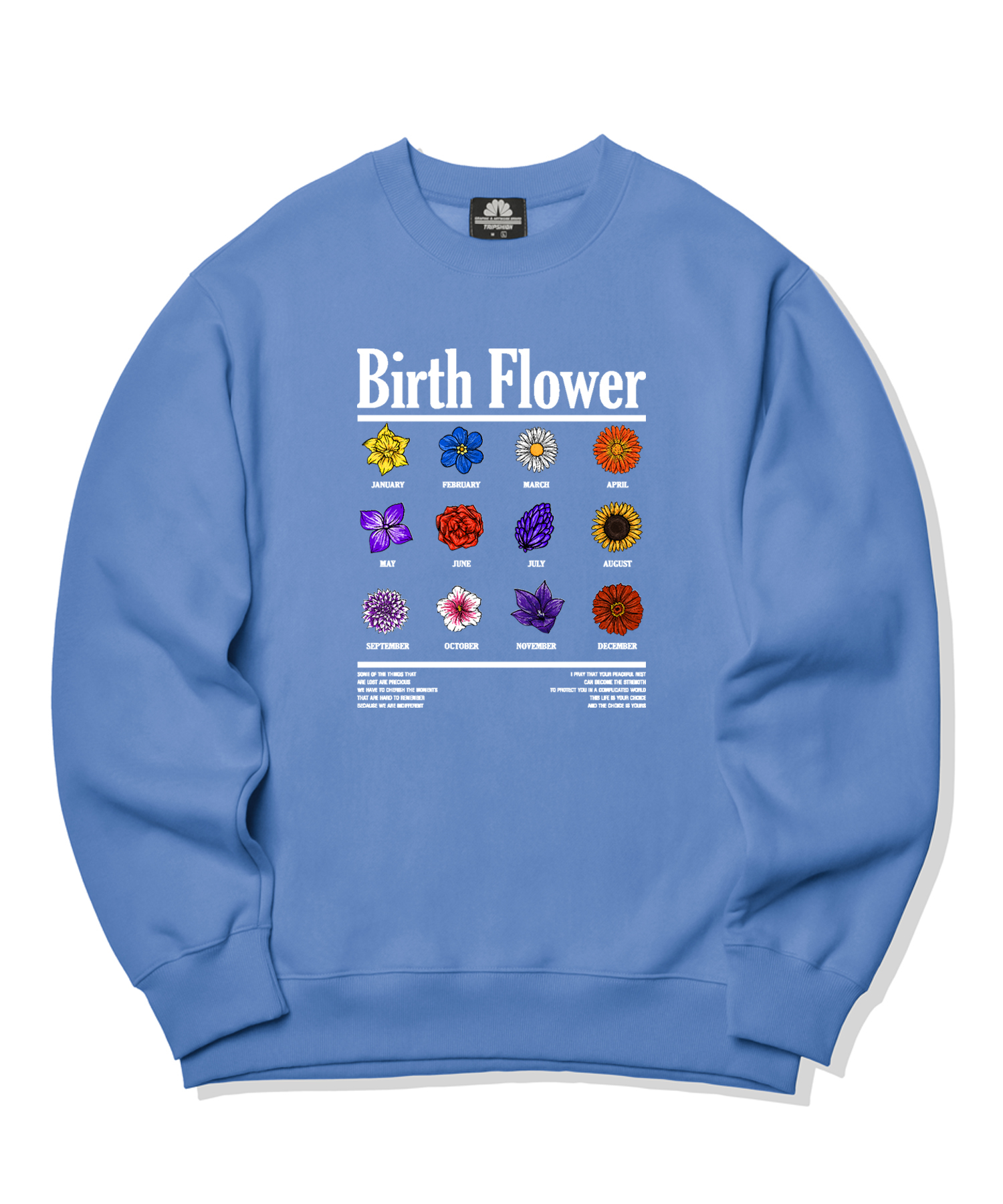 BIRTH FLOWER GRAPHIC CREWNECK - BLUE