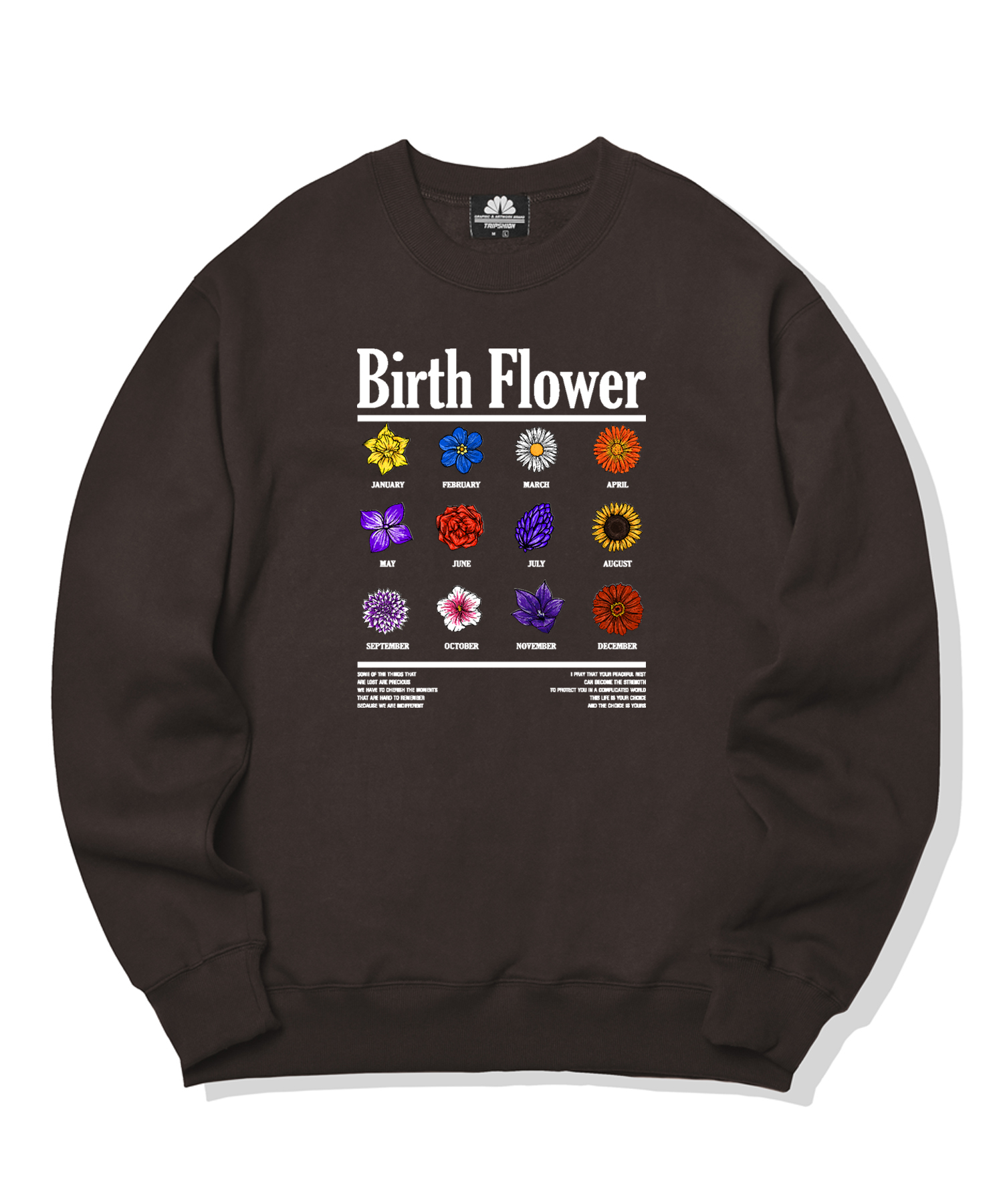 BIRTH FLOWER GRAPHIC CREWNECK - BROWN