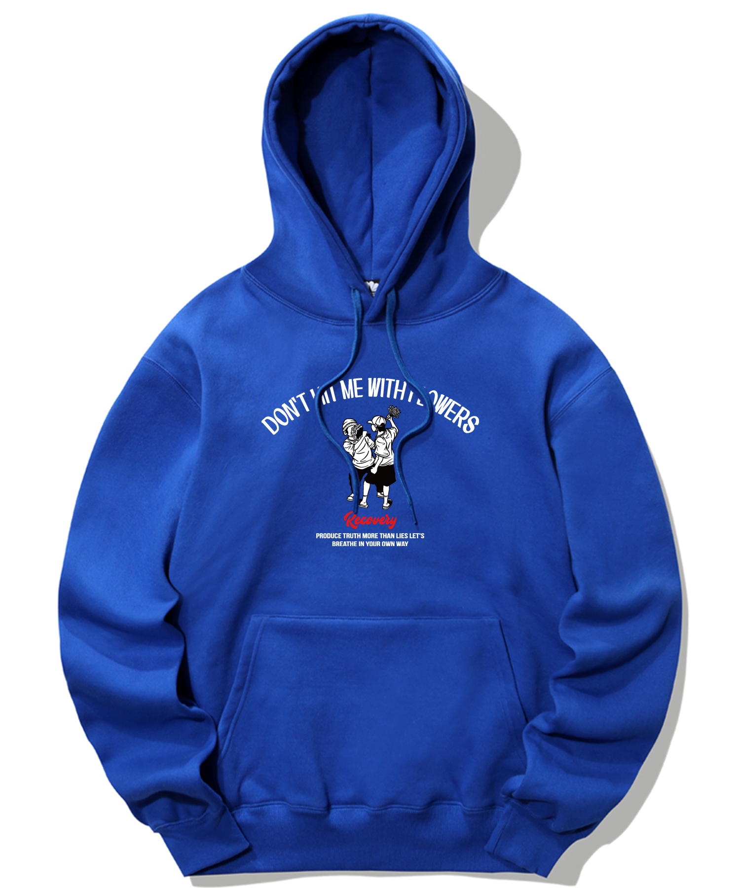 DON’T HIT ME WITH FLOWERS GRAPHIC HOODIE - BLUE