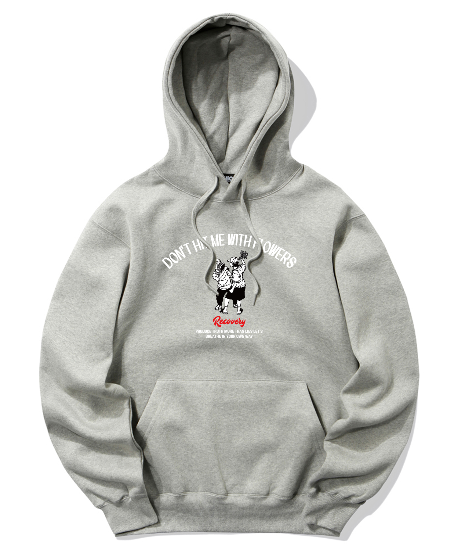 DON’T HIT ME WITH FLOWERS GRAPHIC HOODIE - GRAY