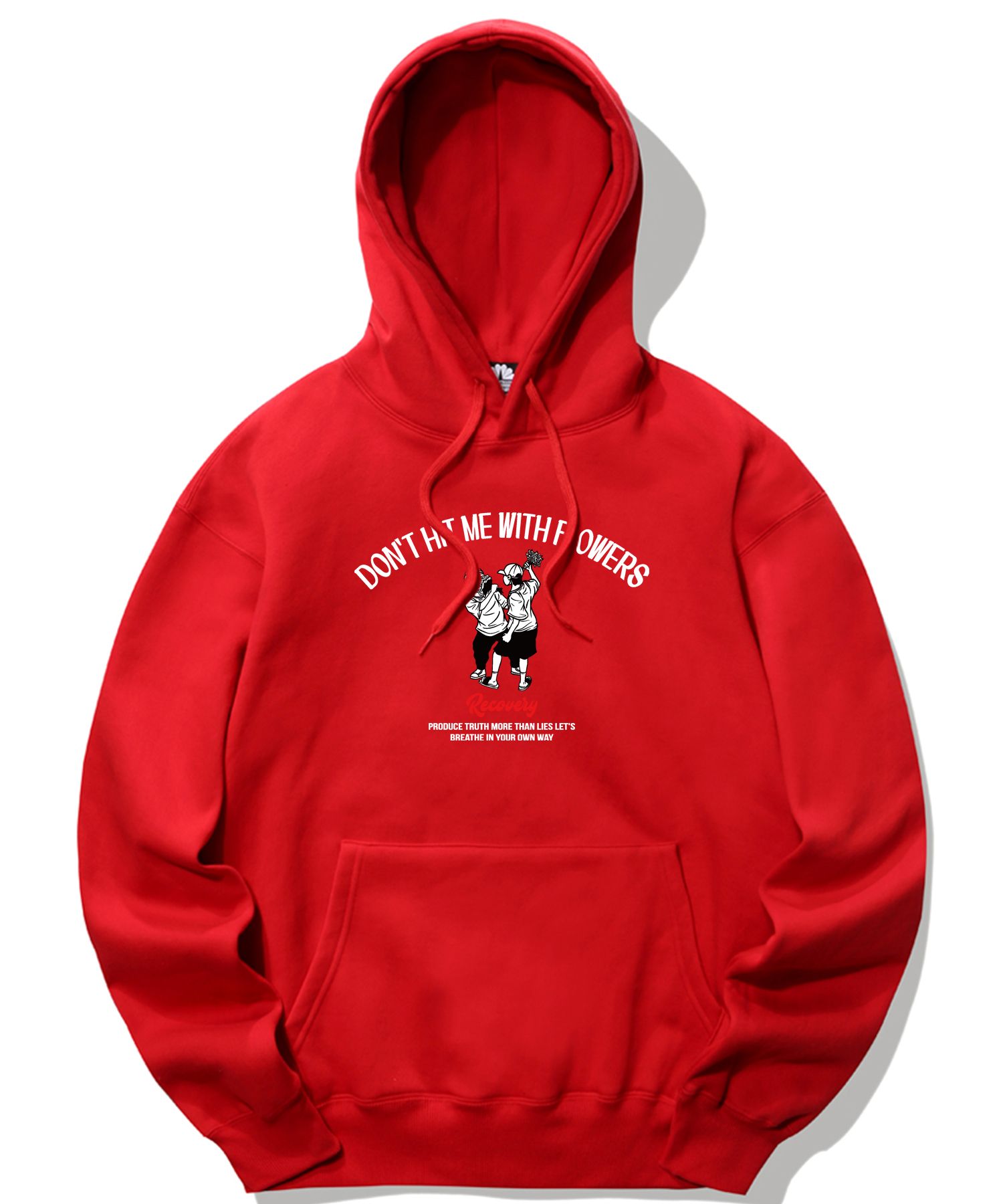 DON’T HIT ME WITH FLOWERS GRAPHIC HOODIE - RED