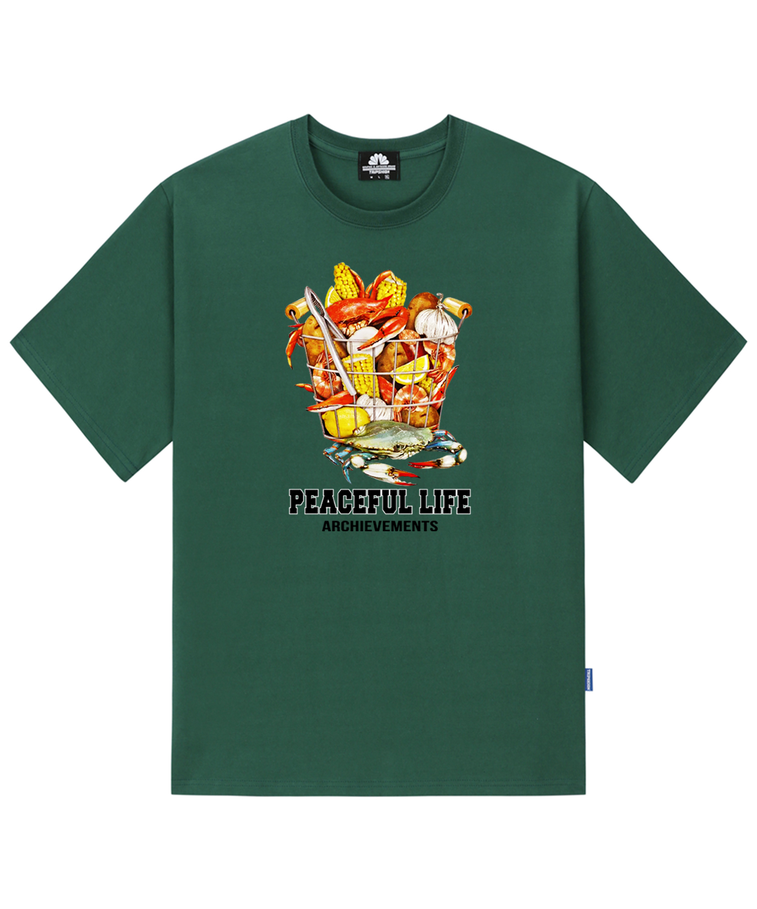 SEAFOOD BASKET GRAPHIC T-SHIRTS - GREEN