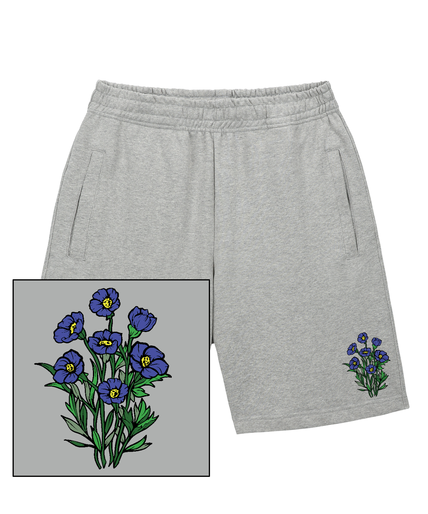 BLUE FLOWER BUNDLE LOGO SWEAT HALF PANTS - GRAY