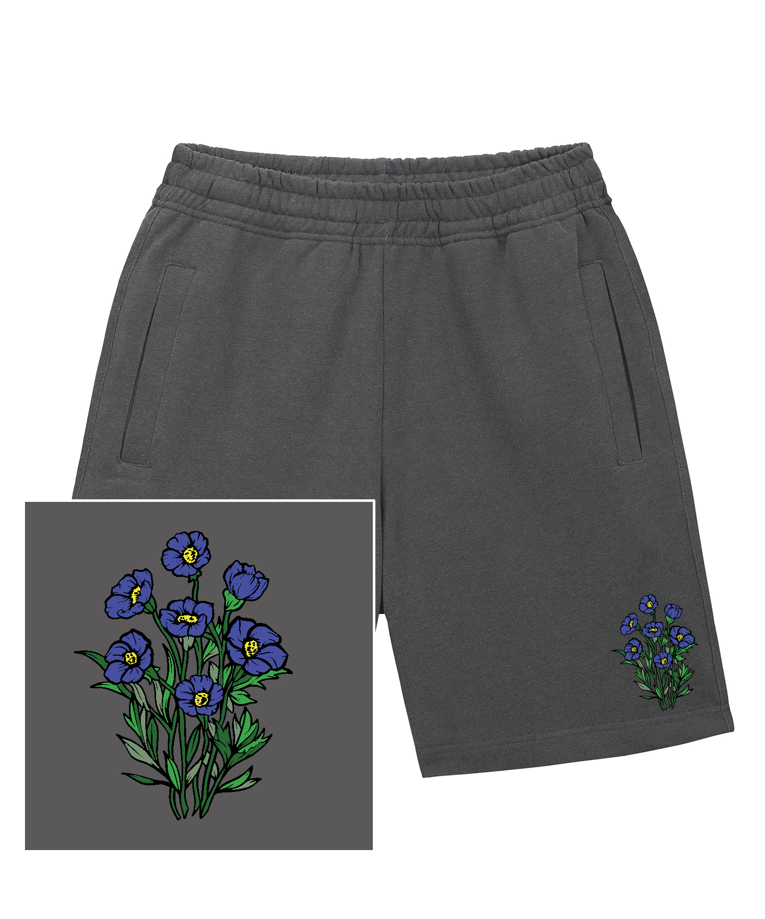 BLUE FLOWER BUNDLE LOGO SWEAT HALF PANTS - PIGMENT BLACK