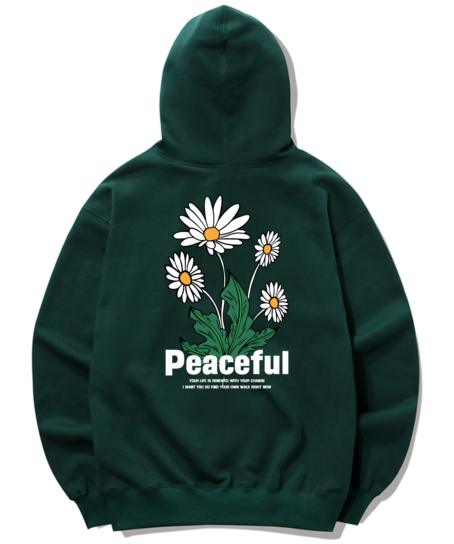 PEACEFUL DAISY BUNDLE GRAPHIC HOODIE - GREEN