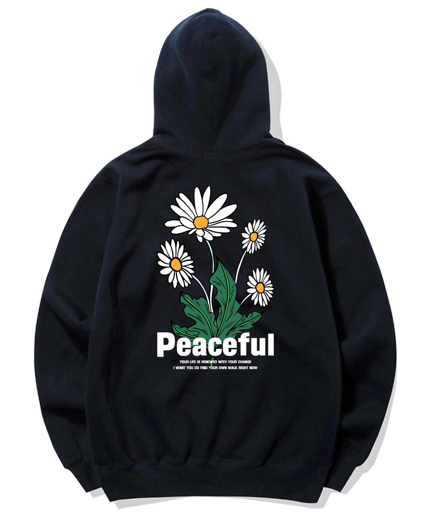 PEACEFUL DAISY BUNDLE GRAPHIC HOODIE - NAVY