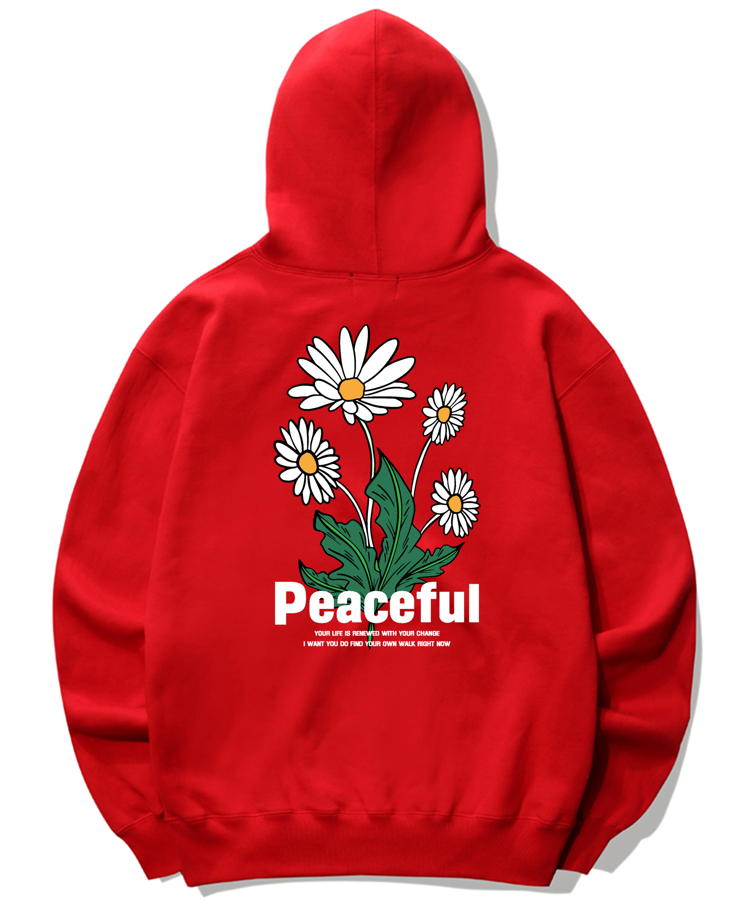 PEACEFUL DAISY BUNDLE GRAPHIC HOODIE - RED