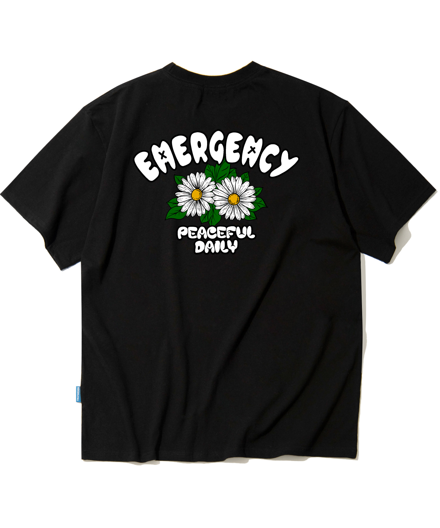 DOUBLE DAISY FLOWER GRAPHIC T-SHIRTS - BLACK