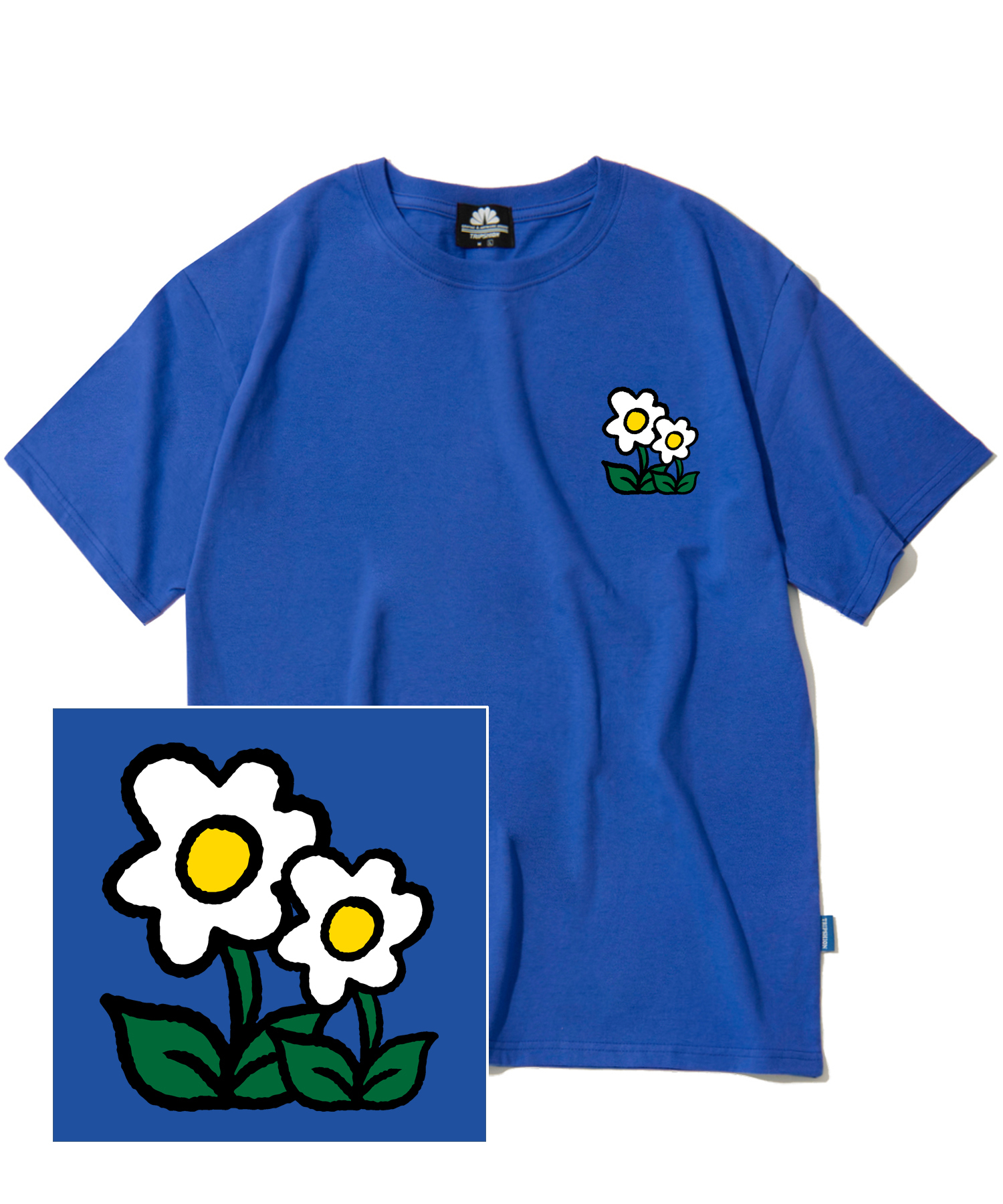 DOUBLE FLOWER LOGO T-SHIRTS - BLUE