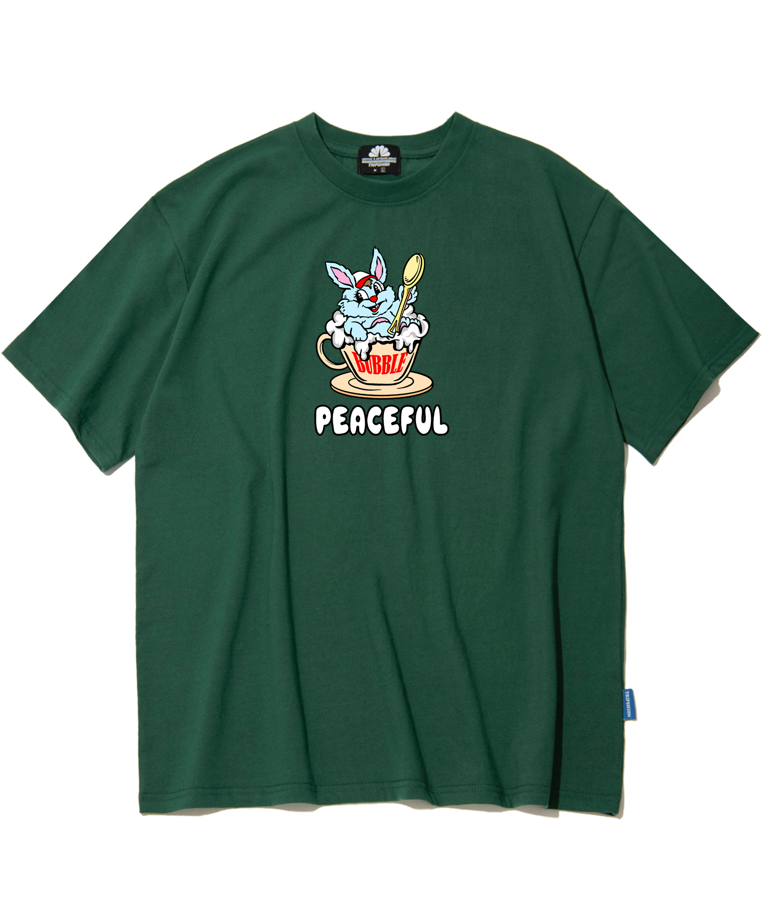 PEACEFUL RABBIT GRAPHIC T-SHIRTS - GREEN