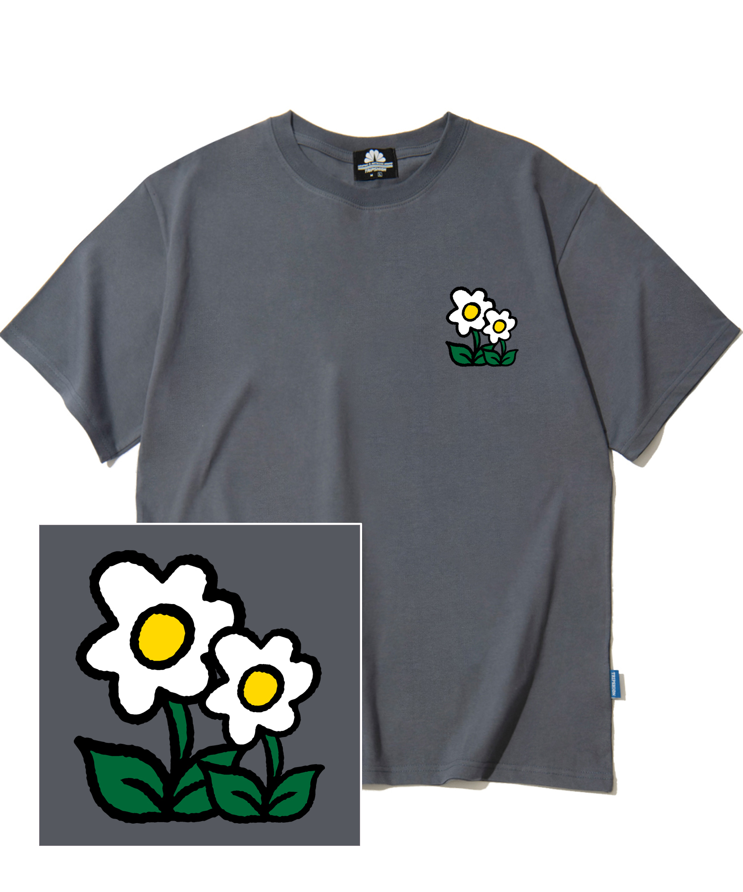 DOUBLE FLOWER LOGO T-SHIRTS - GRAY